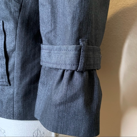 Ann Taylor LOFT ~ Dark Wash Denim Pea Coat With Gathered 3/4 Sleeves Size 8 - Picture 3 of 9